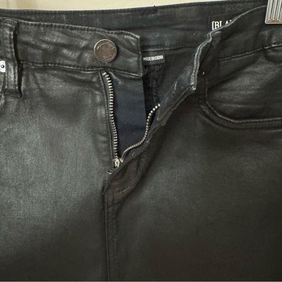 BLANKNYC Coated Waxed Denim Mini Skirt Black Stretch Style# 74X-0181MX - Picture 6 of 14